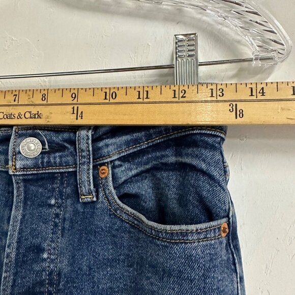 Levi’s Wedgie Skinny High Rise Distressed Raw Hem Dark Wash Jeans Women's 27 - Picture 10 of 10